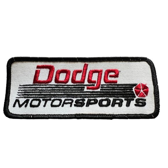 Vintage Dodge Motorsports Racing Patch Embroidered Black Red White Rectangular - Picture 1 of 4